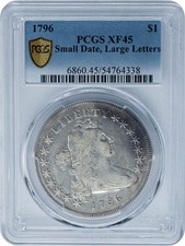 1796 Draped Bust Dollar $ Small Date, Large Letters XF45 PCGS Secure 951947-2 picture