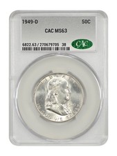 1949-D 50C CACG MS63 - Franklin Half Dollar picture