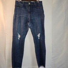 Glamour Farms Boutique Distressed Skinny Jeans Size 16 Medium Wash Raw Hem picture