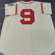 VINTAGE Ted Williams #9 BOS Red Sox Throwback Cream Sewn Stitched Jersey. picture