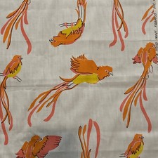 Vintage Leigh Martin Key West Bird Quetzals Hand Print Fabrics Inc 2.5 Yards 45