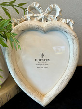 Vintage Doratex Firenze Heart Picture Frame 6x8 Antique White Bow Made Italy picture