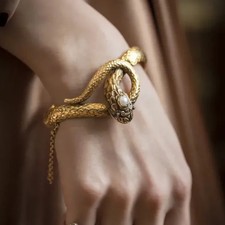 Egyptian Cleopatra Snake Arm Cuff Bracelet Vintage Coiled Serpent Adjustable picture