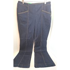 NWT INC Iris Apfel Flare Leg Jeans Slim Tech Fit Indigo Dark Wash 14W Side Zip picture