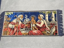 Vintage Holy Family Soft Tapestry Wall Hanging Kneeling Rug Jesus Mary Joseph picture