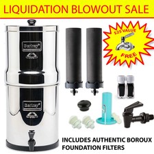 Big Berkey 2.25 Gal Gravity Water Filter w/ 2 Boroux Foundation Black Filters picture