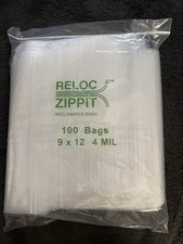 100 Reloc Zippit 9 x 12 Clear Reclosable Zip Bags Heavy Duty 4 Mil picture