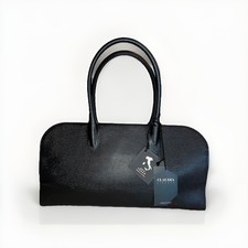 NWT Claudia Firenze Black Leather East West Large Tote Satchel Bag picture
