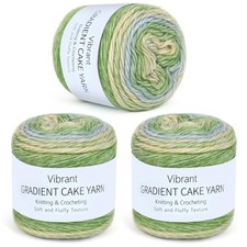 Aeelike Cake Yarn for Crocheting, Soft Ombre Crochet 3 pcs, Green Gradient picture