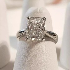 3CT Radiant-Cut VVS1 Moissanite Solitaire Engagement Ring 14K White Gold Plated picture