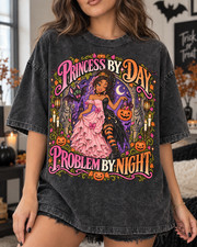 Vintage Washed - Princess by Day, Problem by Night Halloween Shirt picture