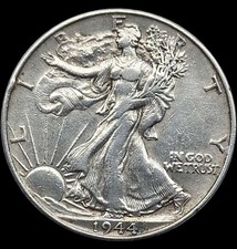 1944 (P) Walking Liberty Half Dollar, EF-AU, Philadelphia 90% Silver 50c Walker picture