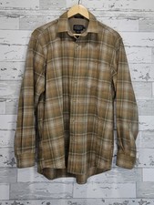 Pendleton Lodge Wool Shirt Mens Medium Brown Tan Plaid Button Down RA438-32299 picture