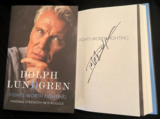 Dolph Lundgren signed Fights Worth Fighting 1st printing hardcover book Rocky IV picture