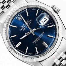 Rolex Datejust 36mm 1601 18K White Gold Bezel Dark Blue Dial Jubilee Men's Watch picture
