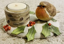 Marjolein Bastin Bird Robin Holly Berries Tea Light Candle Holder  picture