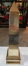 Vintage MCM Decor Large Brass Obelisk 20.5 Tall Home Office Decor Display  picture