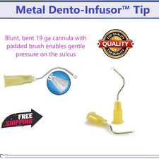 Dental Infusor Applicator Delivery Tips Pre-Bent Metal Brush End 19G picture