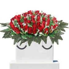 Wocst Artificial Cemetery Flowers for Grave Headstone Flower Saddle Realistic... picture