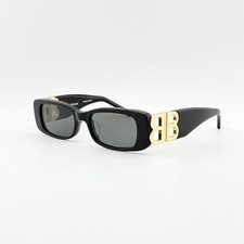 Balenciaga BB0096S 001 Black Gold Sunglasses Grey Lens 51mm Women Rectangle picture