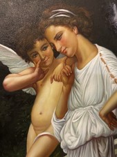 Secrets de L'Amour (after W.A. Bouguereau) – Hand-Painted Oil on Panel (16”x12”) picture