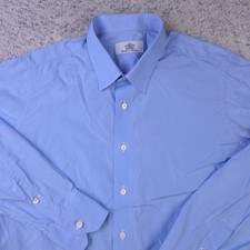 Oxxford Clothes Shirt Mens Size 17 Long Sleeve Dress Button Barrel Cuff Blue picture
