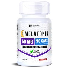 Healthfare Melatonin 60mg | 90 Caps Ultra Strength Fast Absorption Vegan Formula picture
