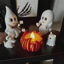 Ghost Campfire Gathering Spooky Halloween Small Decor Cute Ghost Figurine Set picture