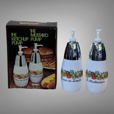 New Gemco Corning Ware Spice of Life Ketchup & Mustard Condiment Pump Set picture