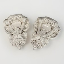 Pair Antique Early 1900s Classical Ceramic Porcelain Italian Wall Shelf Sconce picture