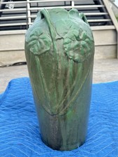 Monumental Antique Cambridge Art Pottery Water Lilly Floor Vase Otoe Line picture