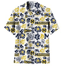 Wes and Willy Mens Sports Fan College Vault Floral Button Up Hawaiian Shirt picture