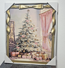 Hobby Lobby Robert Stanley Pink Bow Christmas Tree Framed Wall Decor picture