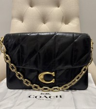 Coach Glazed Leather Quilted Chain Tabby 30 in Black - GORGEOUS- AUTHENTIC picture