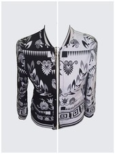 Versace Collection Jacket Black White Baroque Reversible Bomber 38 IT S G36041S picture