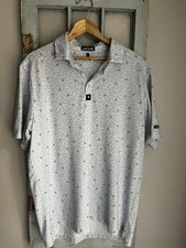 Bad Birdie Golf Polo Shirt Men's Large Blue Orange Floral Performance Stretch L picture