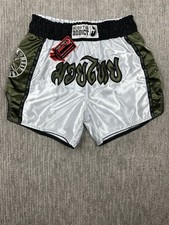 New Muay Thai Addicts JSK Fighting Martial Art Shorts White Green 3XL picture