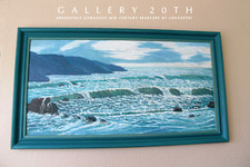 EPIC LONGSETH MID CENTURY EXPRESSIONIST OIL SEASCAPE PAINTING ORIG ART 60S VTG picture