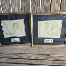 Pair After Pablo Picasso 1969 Erotic Gravures Lithograph Prints Framed Wall Art picture