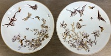Antique Pirkenhammer Fischer Mieg Pair Pedestal Compotes Tazzas Birds Insects picture