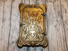 VTG 1930 SPEAKEASY ART DECO PEABODY ACKER PEEPHOLE DOOR KNOCKER CAST METAL TULIP picture