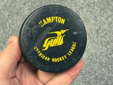 Hampton Gulls Vintage 1977-78 Game Used AHL (American Hockey League) Puck.  picture