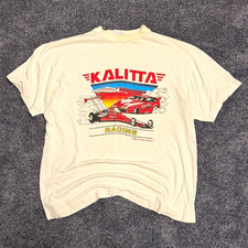 Hanes Beefy-T XL White Double-Sided Graphic Tee Kalitta Racing Crew Neck picture