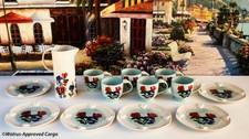 ANTHROPOLOGIE FRANCESCA KAYE MINT FLORAL DESSERT PLATES & MUGS (6), PITCHER -NIB picture