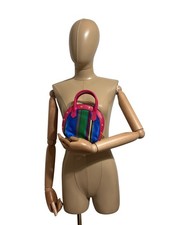 Vtg Gianni Versace Multicolor Nylon Pink Leather Trim Mini Bag picture