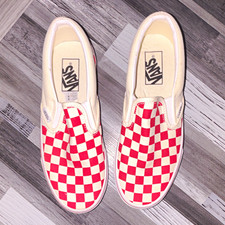 VANS Classic Slip-On Checkerboard Red/White Canvas Slip-On Shoes US 7 picture