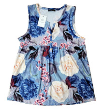 Loveu Dear Womens Sleeveless Blue & Pink Floral Top Size XL New NWT picture