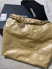 CHANEL 22 Medium Beige Quilted Chain Shoulder Bag w Detachable Pouch, Box, Dust picture
