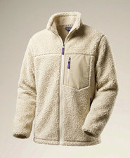 Patagonia Beige Fleece Full-Zip Jacket XL Stand-Up Collar Pockets Logo picture