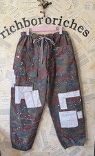 Free People Pretty Rebel Camo Pants Cargo Smocked Tie Gray Olive Brown L NEW picture